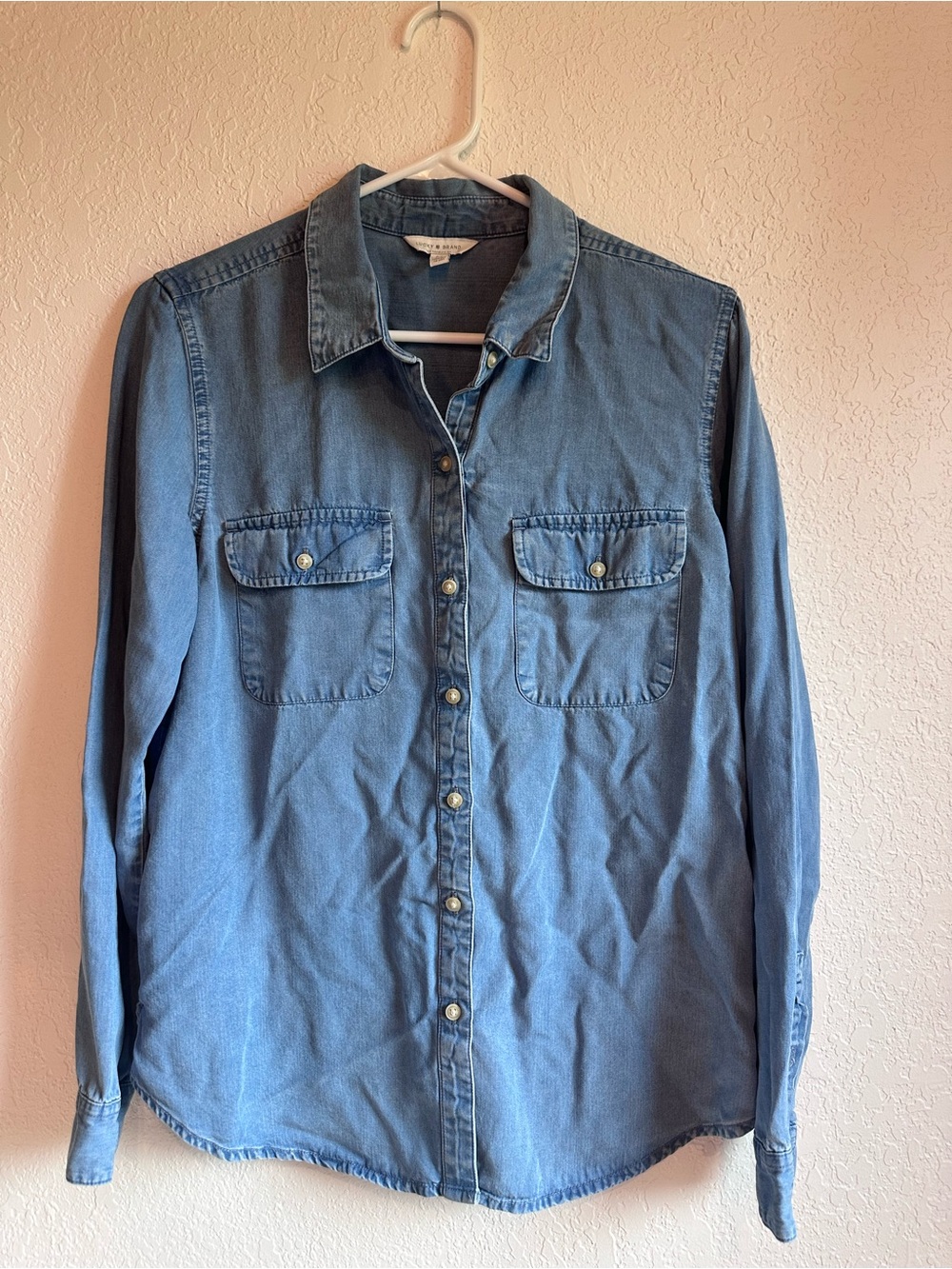 Lucky brand Light Blue Denim Button-Up Shirt with Chest Pockets